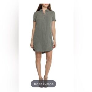 Lucky Brand green linen blend shirt dress XS NWOT
